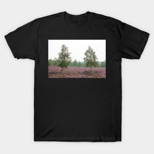 Heathland, morning mist, heather bloom, Niederhaverbeck T-Shirt